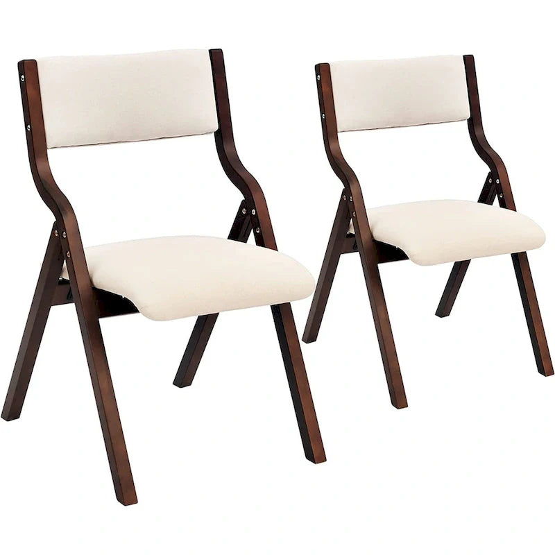 Sillas de comedor plegables con asiento acolchado, juego de 2, beis