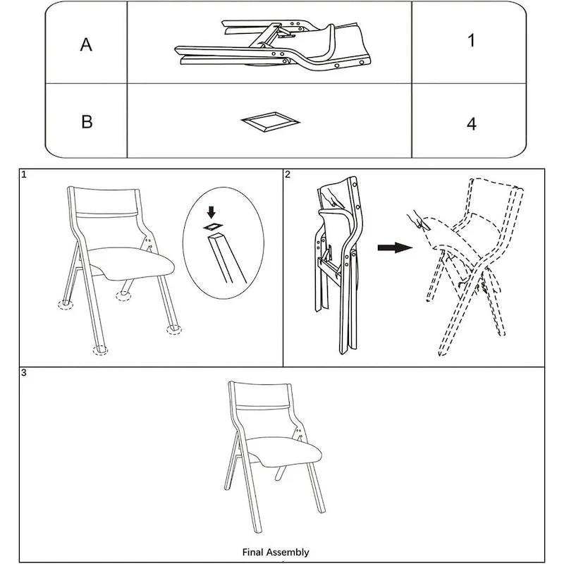 Sillas de comedor plegables con asiento acolchado, juego de 2, beis