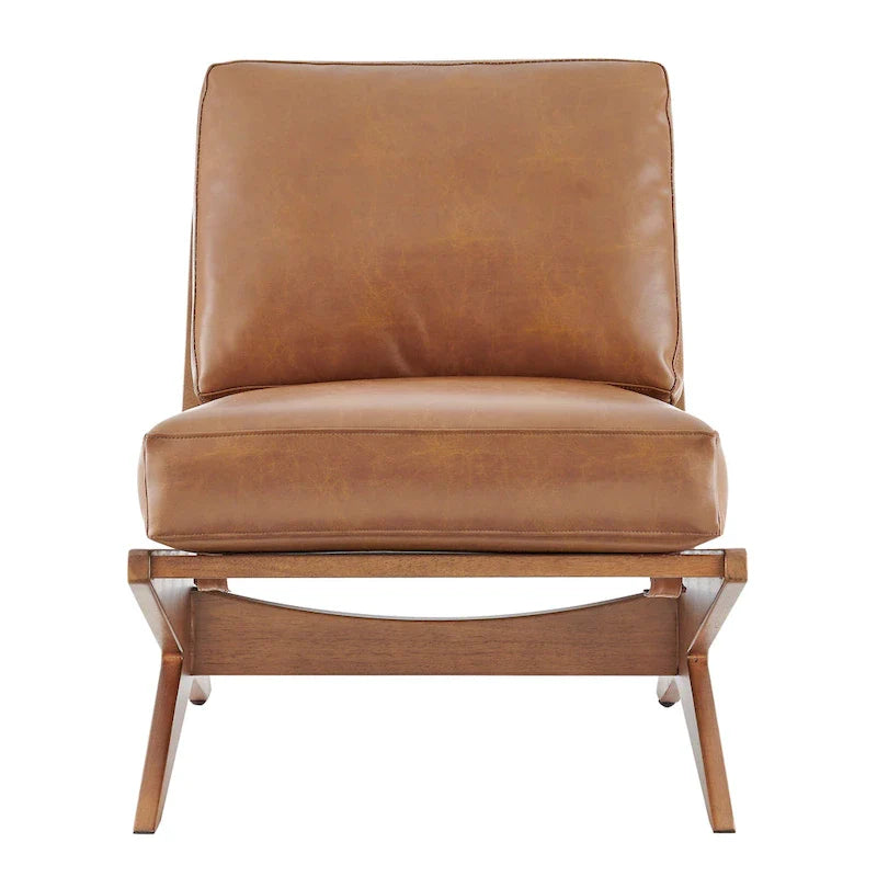 Sillón decorativo estilo Mid-Century – Estructura de madera maciza + Tejido de poliéster