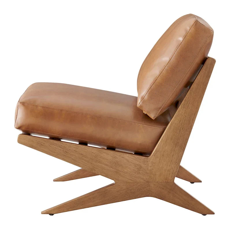 Sillón decorativo estilo Mid-Century – Estructura de madera maciza + Tejido de poliéster