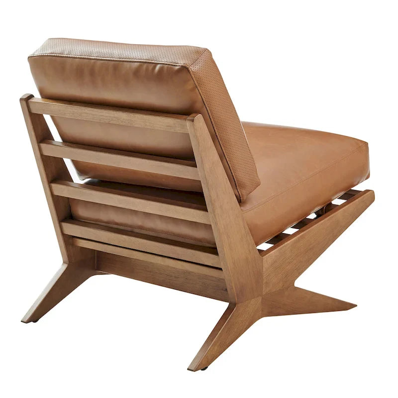 Sillón decorativo estilo Mid-Century – Estructura de madera maciza + Tejido de poliéster