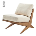 Sillón decorativo estilo Mid-Century – Estructura de madera maciza + Tejido de poliéster