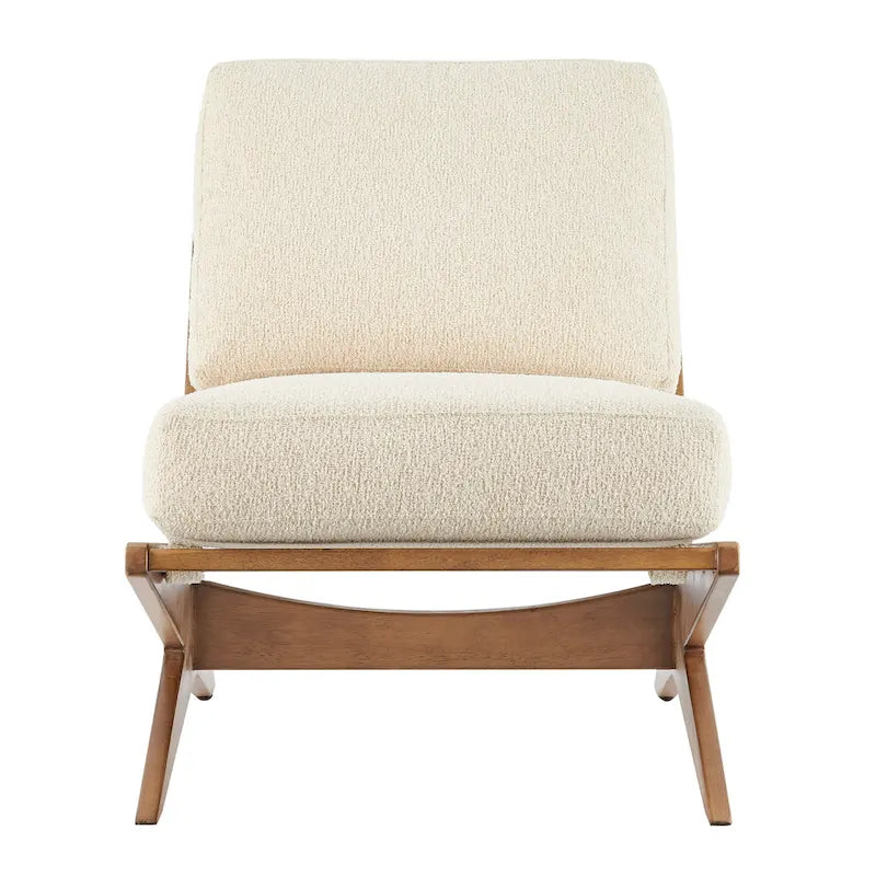 Sillón decorativo estilo Mid-Century – Estructura de madera maciza + Tejido de poliéster