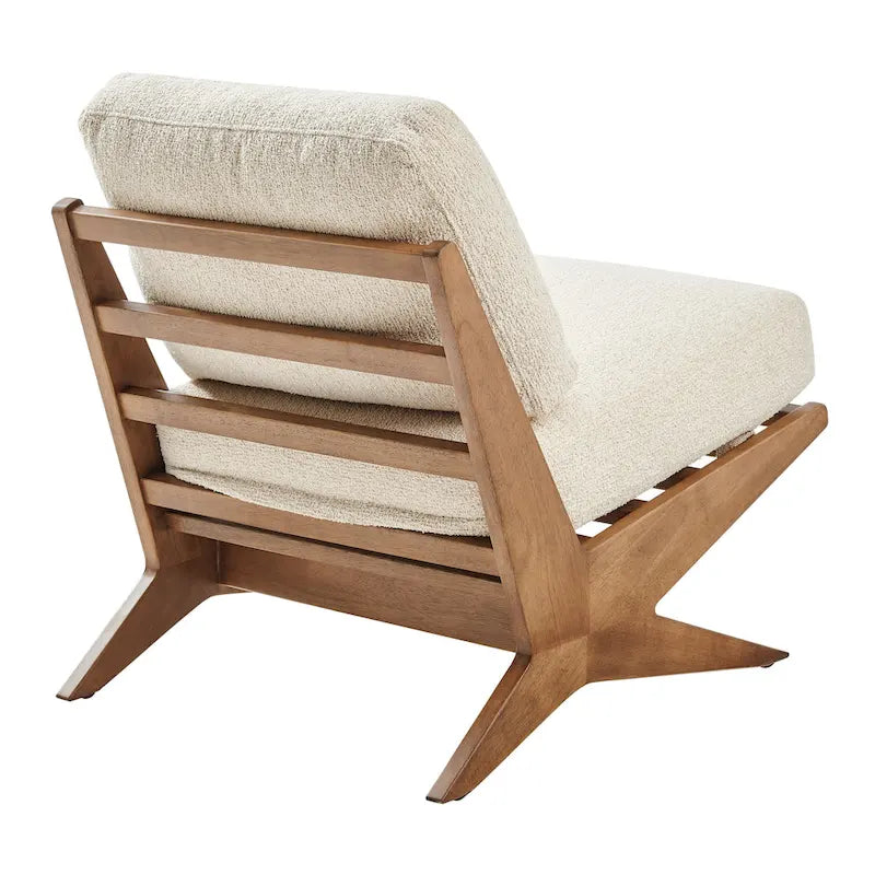 Sillón decorativo estilo Mid-Century – Estructura de madera maciza + Tejido de poliéster