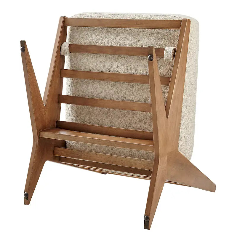 Sillón decorativo estilo Mid-Century – Estructura de madera maciza + Tejido de poliéster