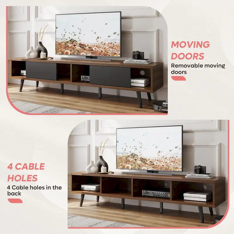 Soporte de TV para televisores de hasta 75 pulgadas – Mueble de TV de mediados de siglo, 70 pulgadas
