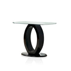 Mesa de sofá moderna de 47 pulgadas con base en forma de O y cubierta de cristal templado
