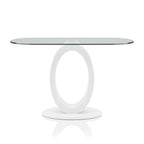 Mesa de sofá moderna de 47 pulgadas con base en forma de O y cubierta de cristal templado