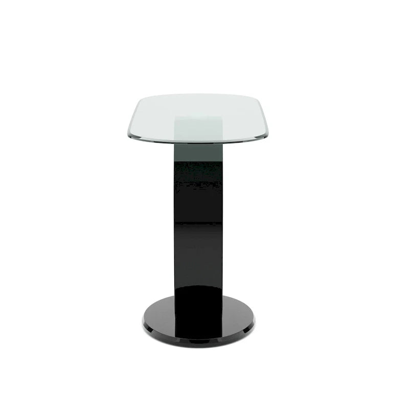 Mesa de sofá moderna de 47 pulgadas con base en forma de O y cubierta de cristal templado