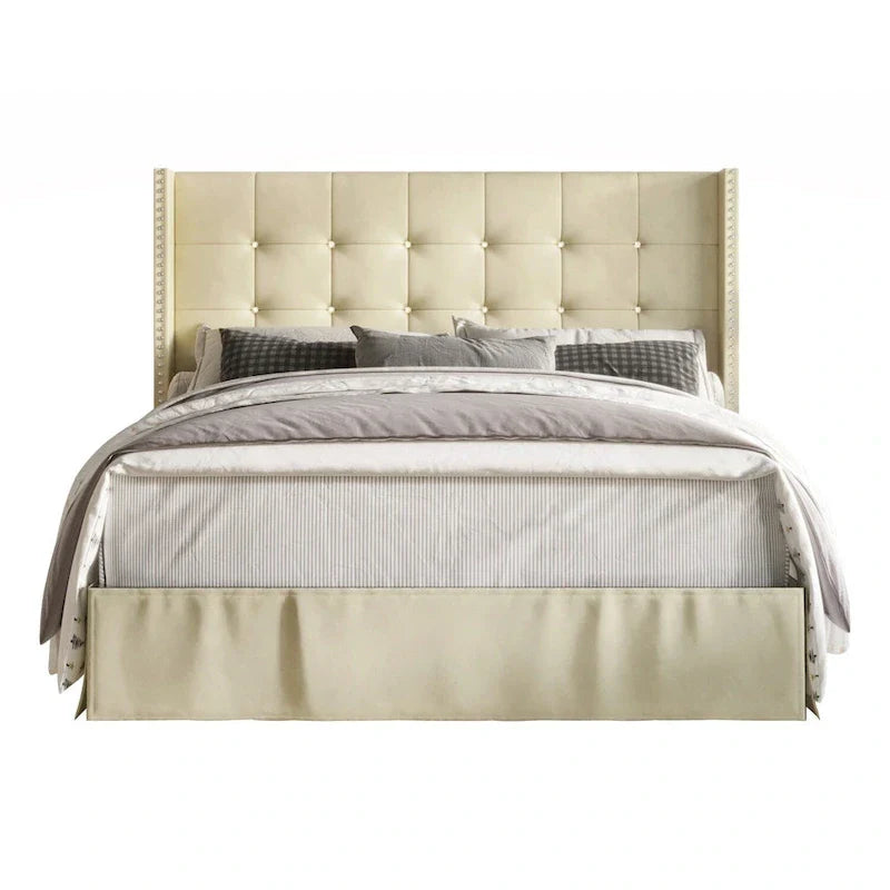 Cama plataforma tapizada capitoné