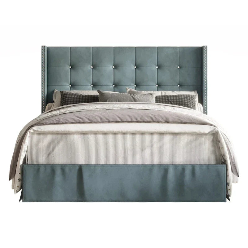Cama plataforma tapizada capitoné