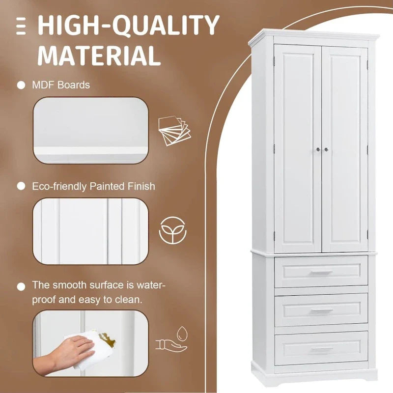 Mueble Alto de Baño con 3 Cajones – Blanco