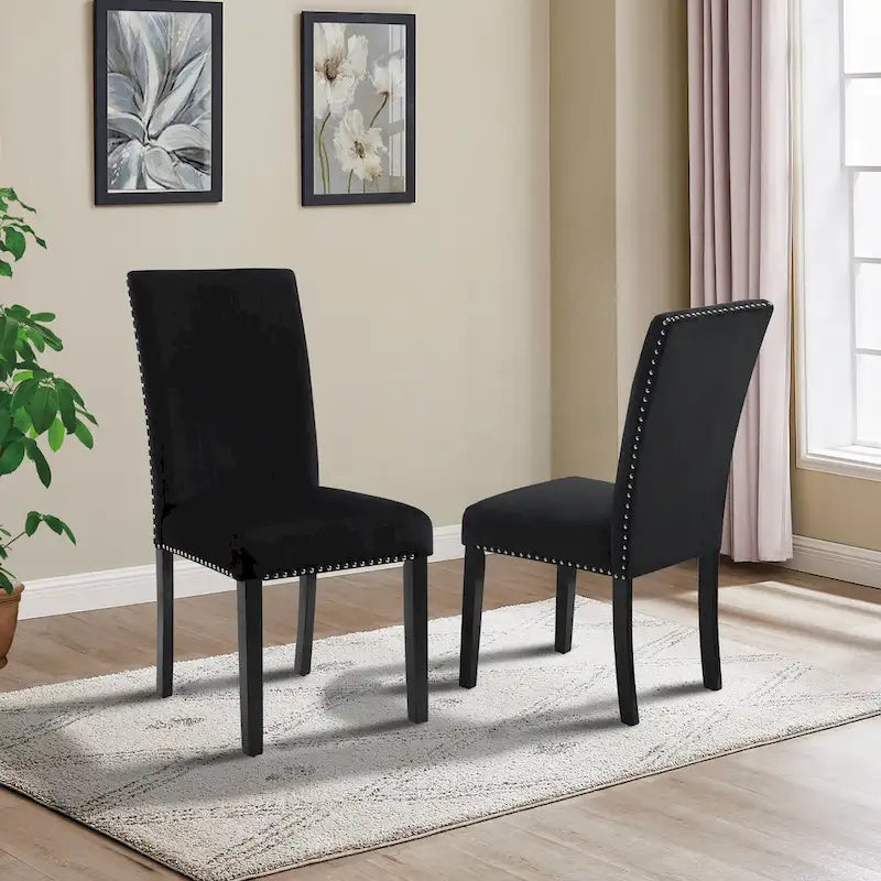 Sillas de Comedor de Terciopelo con Tachuelas, Juego de 2