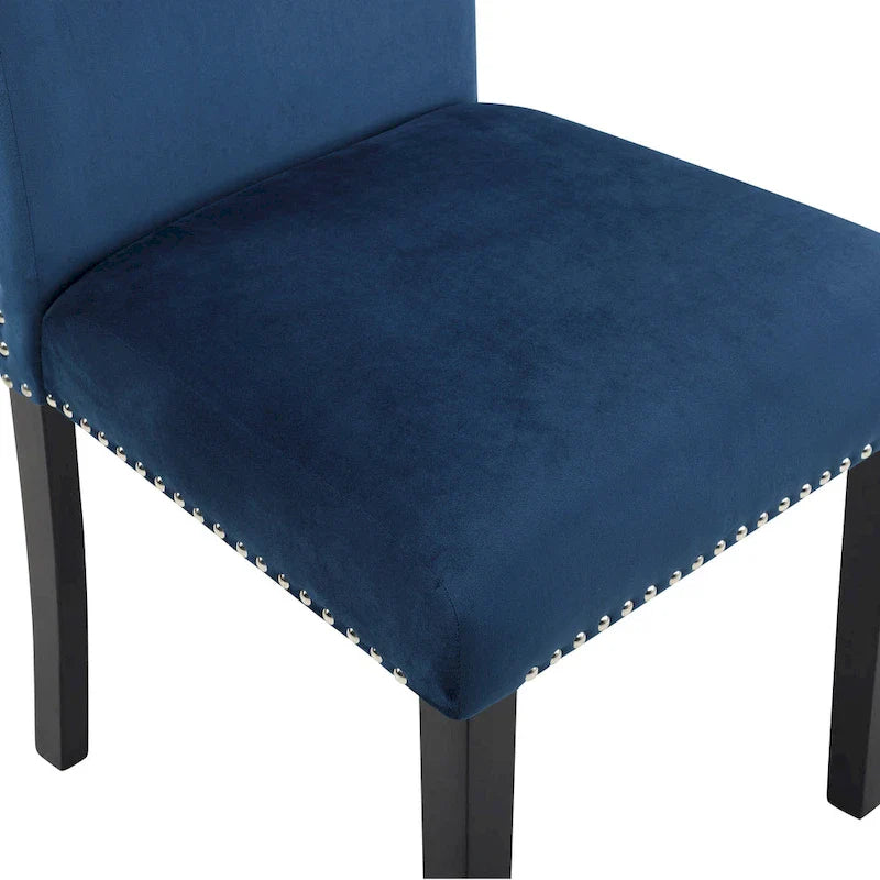 Sillas de Comedor de Terciopelo con Tachuelas, Juego de 2
