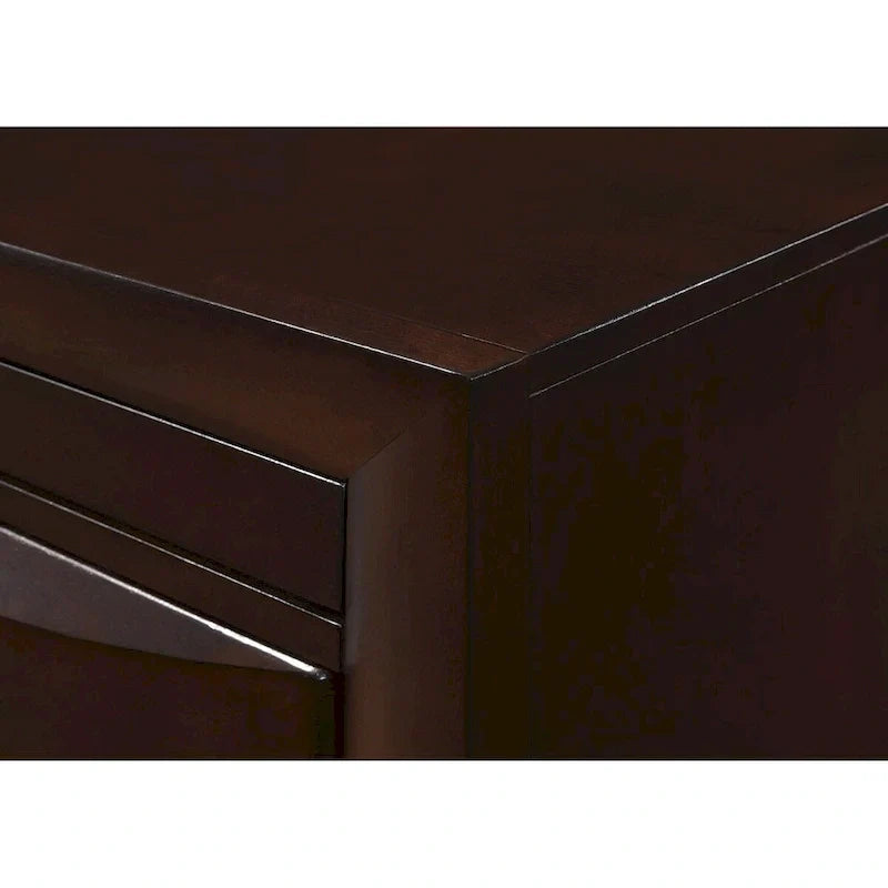 Cama plataforma con almacenamiento y estantería en cerezo oscuro