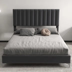 Estructura de Cama con Cabecero de Terciopelo Ajustable – Capacidad de 362 kg