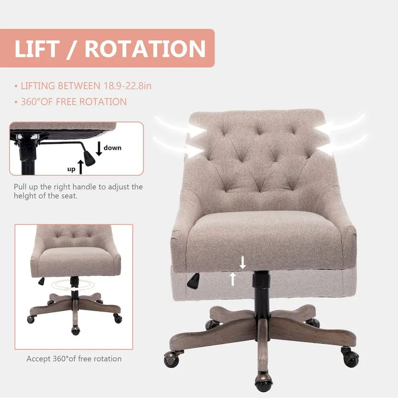 Sillón giratorio de 360° con altura regulable para salón