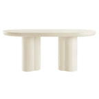 Mesa de comedor ovalada de 72 pulgadas con acabado efecto hormigón y base de doble pedestal
