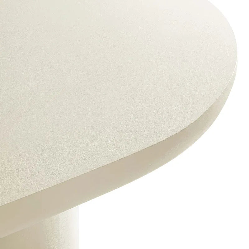 Mesa de comedor ovalada de 72 pulgadas con acabado efecto hormigón y base de doble pedestal