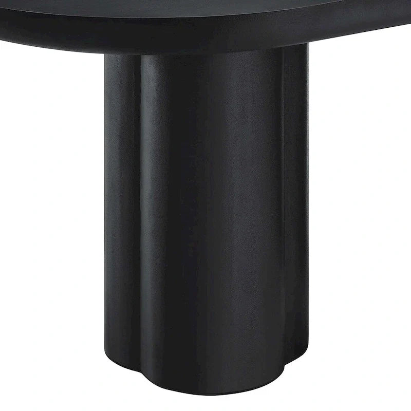 Mesa de comedor ovalada de 72 pulgadas con acabado efecto hormigón y base de doble pedestal