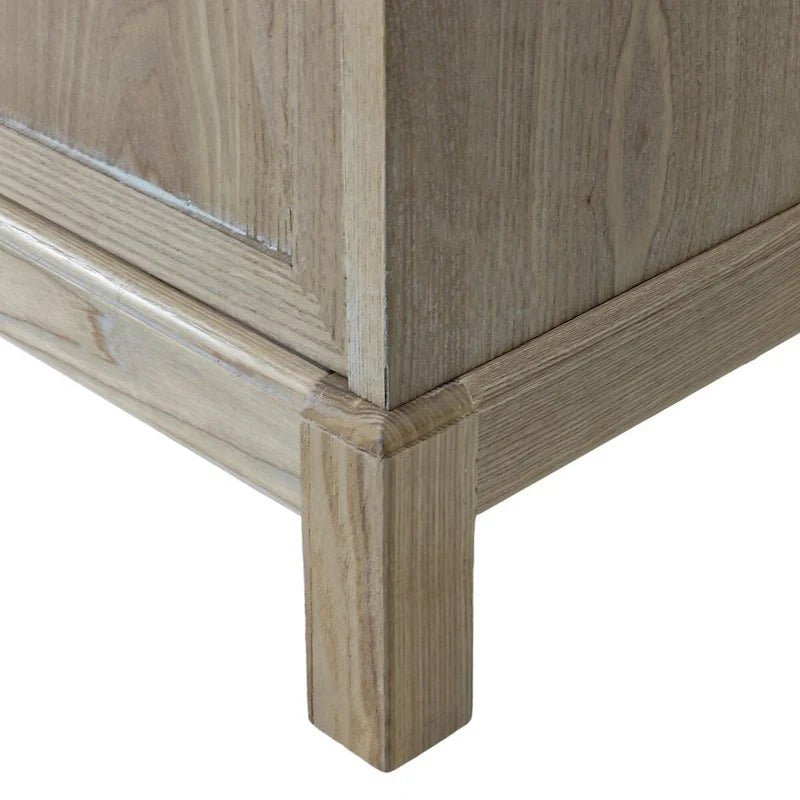 Armario de almacenamiento de 4 puertas con puertas de espejo y patas de madera maciza