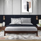 Cama King con plataforma de pino macizo y sistema de soporte de 28 listones