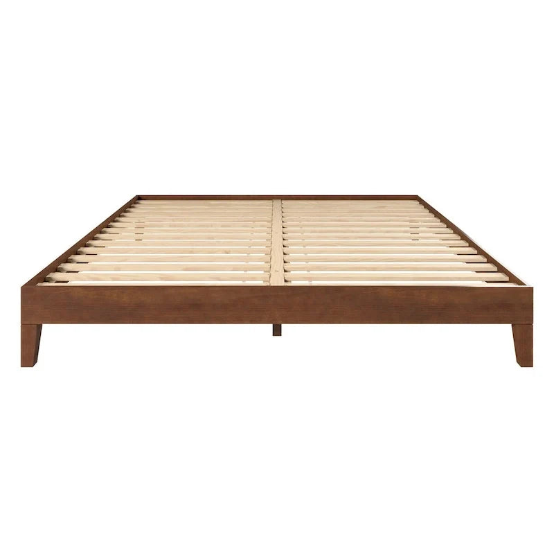 Cama King con plataforma de pino macizo y sistema de soporte de 28 listones