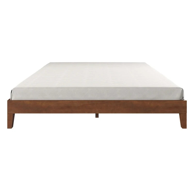 Cama King con plataforma de pino macizo y sistema de soporte de 28 listones