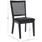 Silla de Comedor con Respaldo de Ratán Trenzado, Juego de 2 – Estructura Negra
