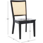 Silla de Comedor con Respaldo de Ratán Trenzado, Juego de 2 – Estructura Negra