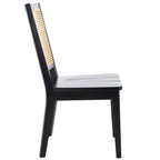 Silla de Comedor con Respaldo de Ratán Trenzado, Juego de 2 – Estructura Negra