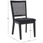 Silla de Comedor con Respaldo de Ratán Trenzado, Juego de 2 – Estructura Negra