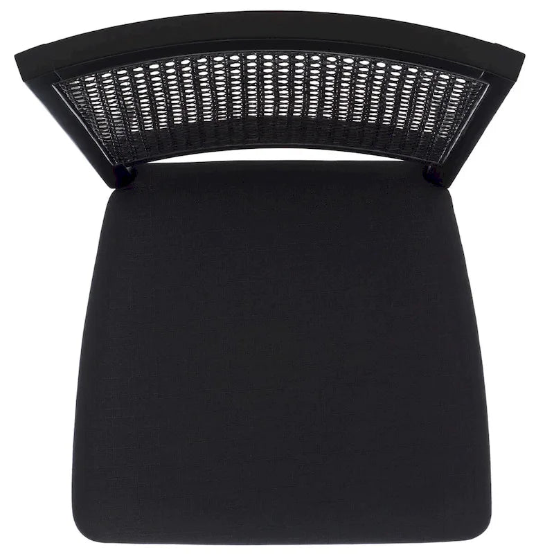 Silla de Comedor con Respaldo de Ratán Trenzado, Juego de 2 – Estructura Negra