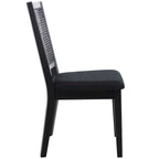 Silla de Comedor con Respaldo de Ratán Trenzado, Juego de 2 – Estructura Negra