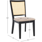 Silla de Comedor con Respaldo de Ratán Trenzado, Juego de 2 – Estructura Negra