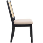 Silla de Comedor con Respaldo de Ratán Trenzado, Juego de 2 – Estructura Negra